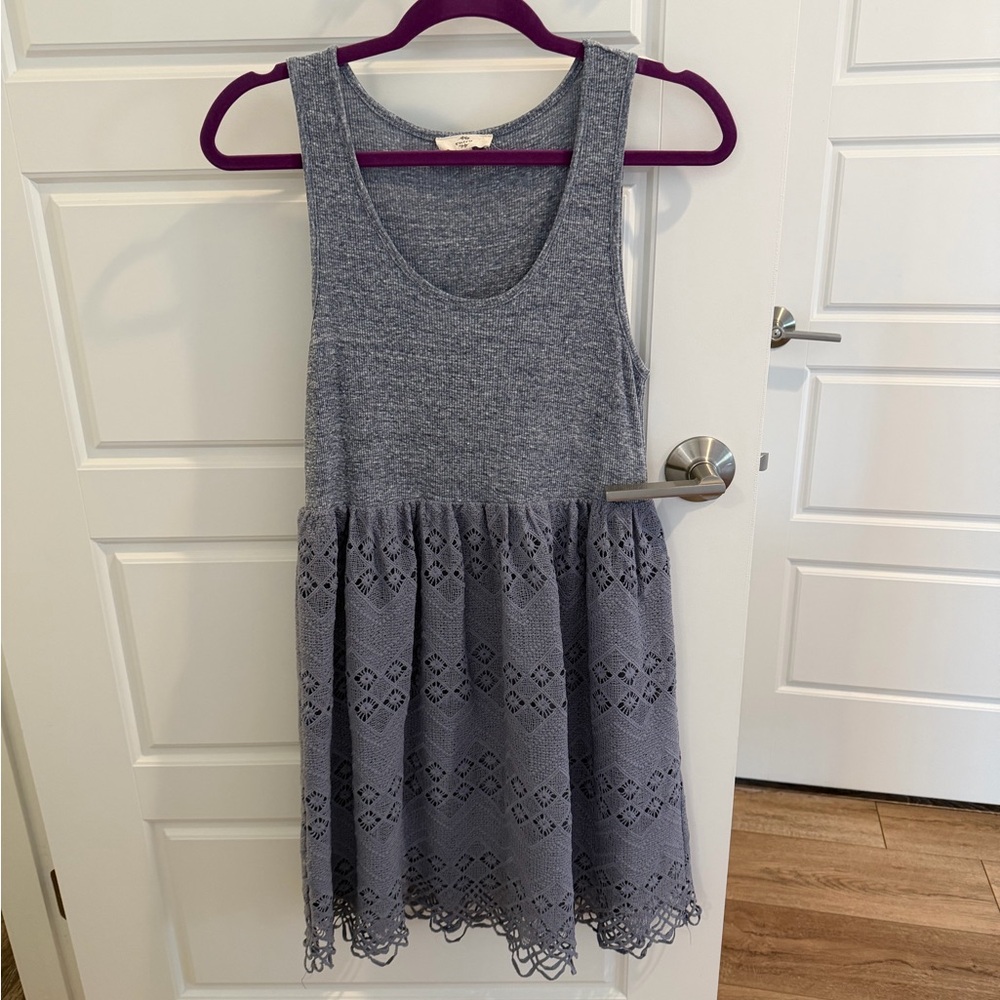 Woman Entro Blue Grey Lace Dress Size M